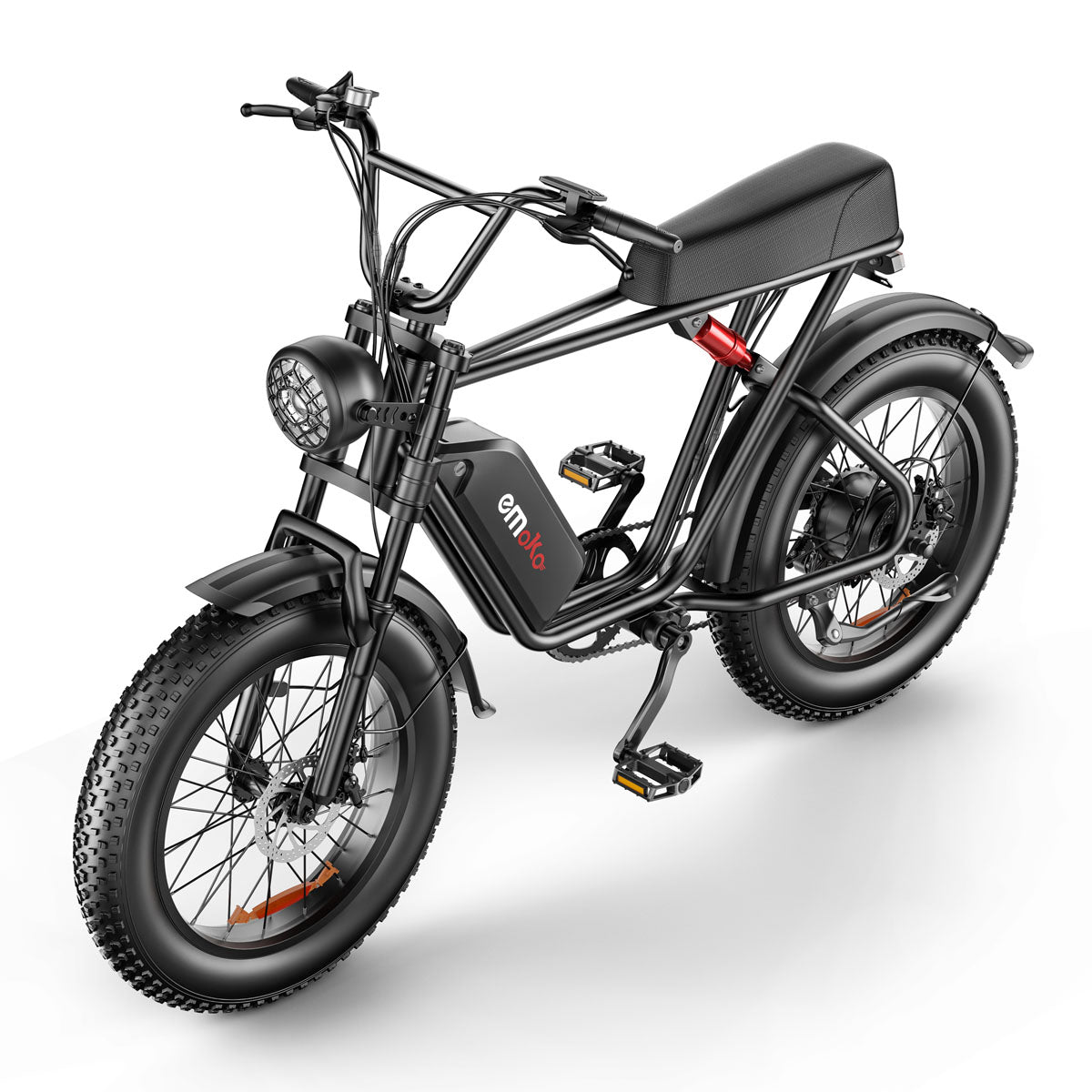 Black electric bike with 'EMOKO' branding on a white background