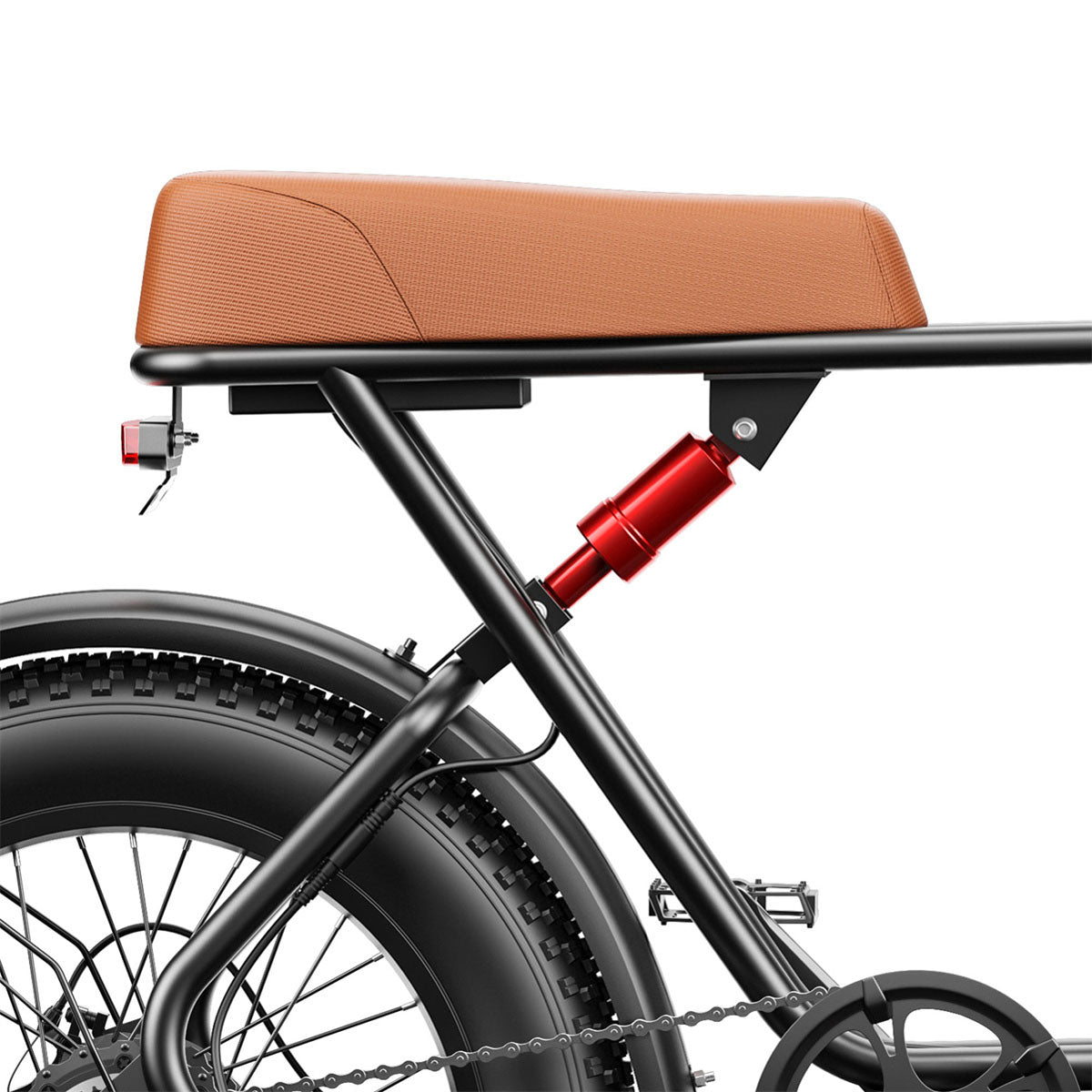 Bicycle with a brown seat and red suspension fork on a white background emoko c91